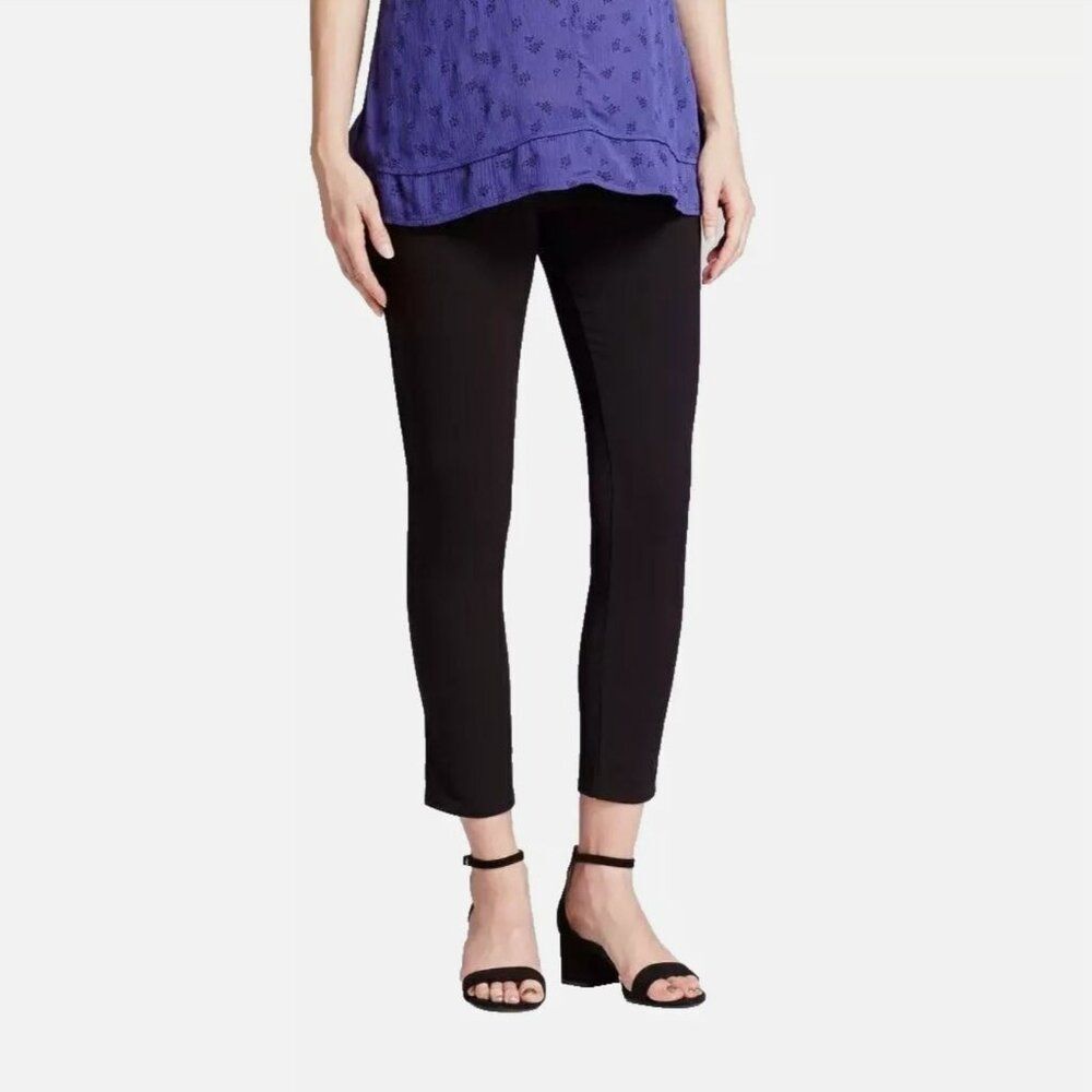 NWT ISABEL MATERNITY 6 Ankle Skinny Trouser Pants Solid BLK Inset Panel Stretch